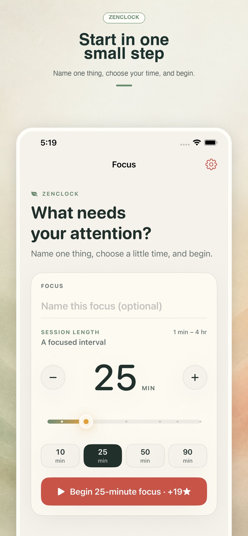 ZenClock quick start App Store screenshot