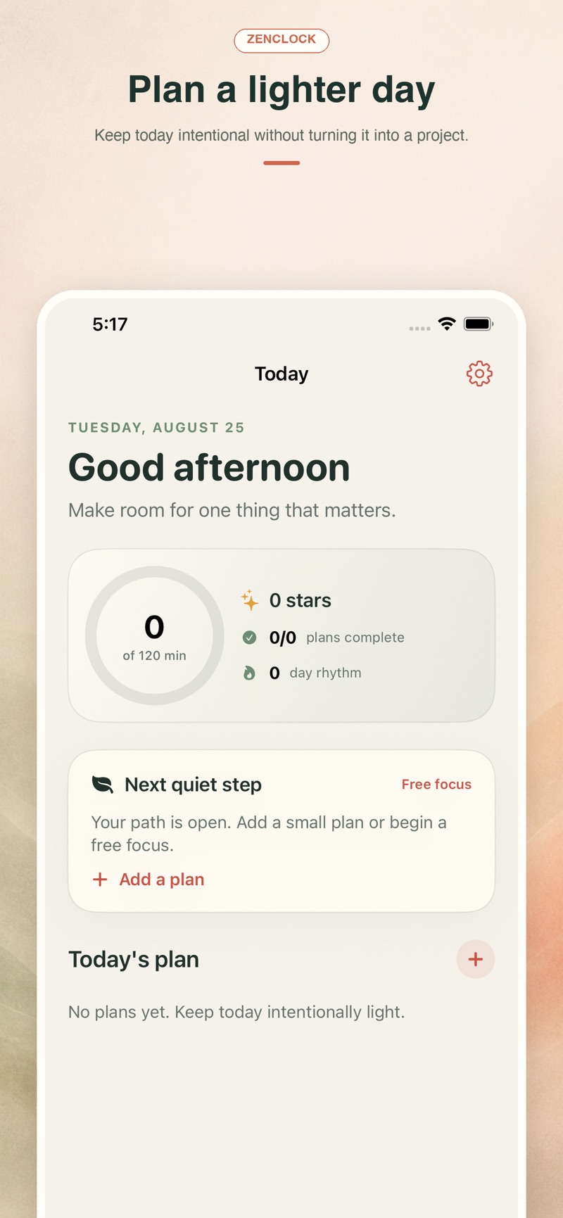 ZenClock light planning App Store screenshot